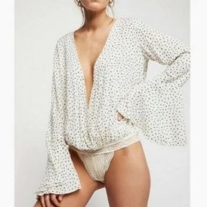 FREE PEOPLE - Intimately | Bodysuit Blouse | Size XS TP O Zero | Cream White